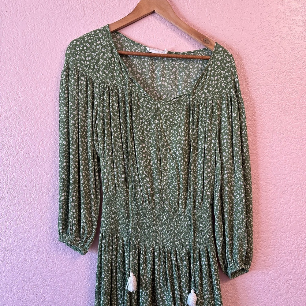 All in Favor Olive Floral Dress